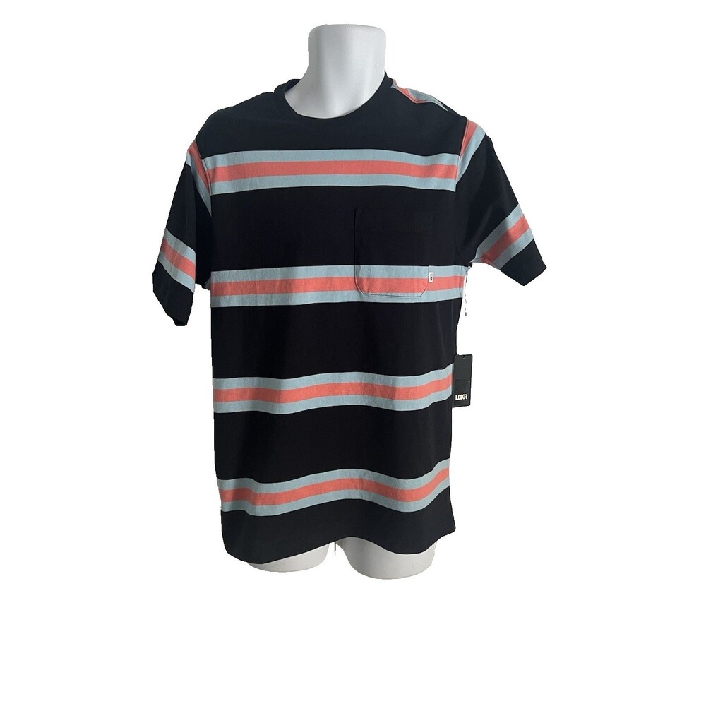 Vintage Y2K lckr by Foot Locker T Shirt Mens Size M Black Multi Striped Tee NWT